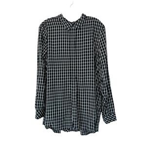 J. Jill Black White Checkered Long Sleeve Button Back Relaxed Blouse Size Large
